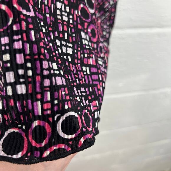 Christopher & Banks Geometric Circle Print Blouse M Pink‎ Black Y2K Retro Top - Picture 4 of 8